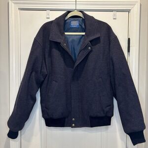 Vintage Pendleton Jacket Mens M Blue 70S 80S Wool Tweed LOBO Bomber Flight Coat